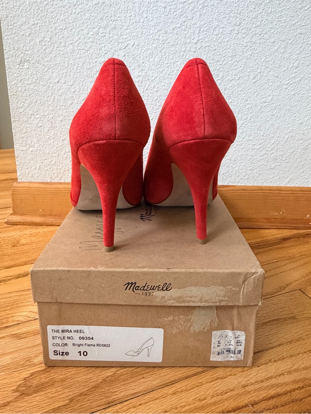 Madewell Flame Red Suede Pointed-Toe Pumps - Women's Heels - Picture 3 of 7